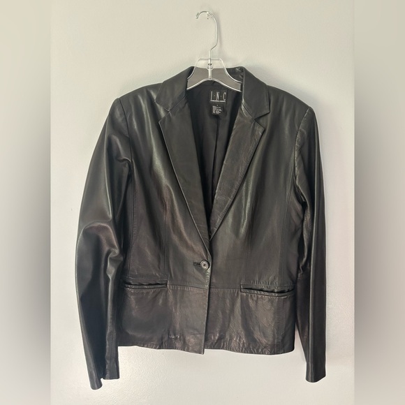 INC International Concepts Jackets & Blazers - I.N.C. International Concepts Black Leather Jacket. Womens Size 6.
